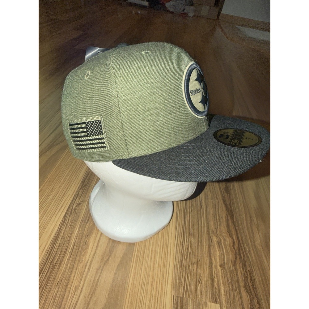 New Era NFL Sz 7 Pittsburgh Steelers 59FIFTY Salute to Service Cap Green Black